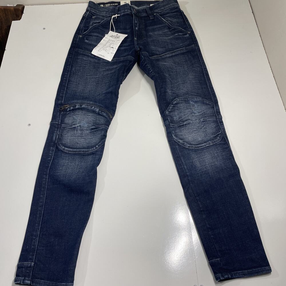 G-Star Raw Men's 30W x 32L Elwood 5620 3D Zip Knee Skinny Blue Denim Jeans NWT